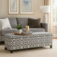 Flash Storage Ottoman Bench, Light Gray Geometric Print Fabric 51"