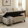 Flash Storage Ottoman Bench, Light Gray Geometric Print Fabric 51"