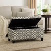 Flash Storage Ottoman Bench, Light Gray Geometric Print Fabric 51"