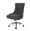 Ovi Swivel Office Chair, Dark Gray Fabric, Tufted Back, Rolling Wheels