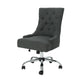 Ovi Swivel Office Chair, Dark Gray Fabric, Tufted Back, Rolling Wheels