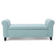 Jacob Storage Ottoman Bench, Rolled Arms, Blue Fabric, Black, 50"