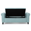 Jacob Storage Ottoman Bench Rolled Arms Blue Fabric Black 50’’ BM325023