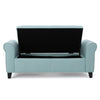 Jacob Storage Ottoman Bench, Rolled Arms, Blue Fabric, Black, 50"