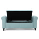 Jacob Storage Ottoman Bench, Rolled Arms, Blue Fabric, Black, 50"