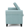 Jacob Storage Ottoman Bench, Rolled Arms, Blue Fabric, Black, 50"