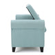Jacob Storage Ottoman Bench, Rolled Arms, Blue Fabric, Black, 50"