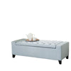 Liani Storage Ottoman Bench, Light Blue Fabric, Tufted Top, 51" Wood