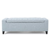 Liani Storage Ottoman Bench, Light Blue Fabric, Tufted Top, 51" Wood