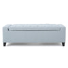 Liani Storage Ottoman Bench, Light Blue Fabric, Tufted Top, 51" Wood