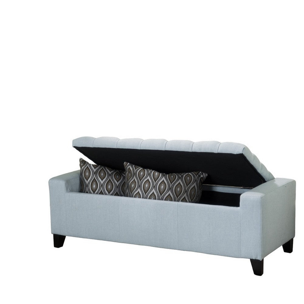 Liani Storage Ottoman Bench Light Blue Fabric Tufted Top 51’’ Wood BM325026