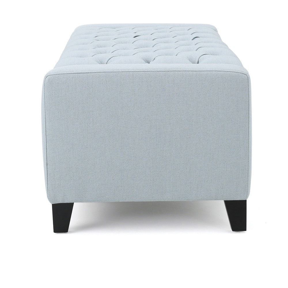 Liani Storage Ottoman Bench Light Blue Fabric Tufted Top 51’’ Wood BM325026