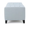 Liani Storage Ottoman Bench, Light Blue Fabric, Tufted Top, 51" Wood