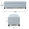 Liani Storage Ottoman Bench, Light Blue Fabric, Tufted Top, 51" Wood