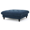 Capri Ottoman, Tufted Navy Blue Fabric, 41" Birch Wood Square Shape