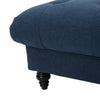 Capri Ottoman, Tufted Navy Blue Fabric, 41" Birch Wood Square Shape
