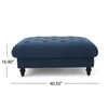 Capri Ottoman, Tufted Navy Blue Fabric, 41" Birch Wood Square Shape