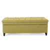 Rhya Storage Ottoman Bench Soft Green Fabric Black Wood 50 Inch