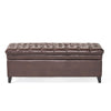 Rhya Storage Ottoman Bench Brown Faux Leather 50’’ Black Wood Frame BM325030