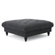 Capri Ottoman, Tufted Dark Gray Fabric, 41" Square Birch Wood Frame