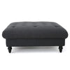 Capri Ottoman Tufted Dark Gray Fabric 41’’ Square Birch Wood Frame BM325033