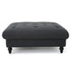 Capri Ottoman, Tufted Dark Gray Fabric, 41" Square Birch Wood Frame