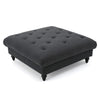 Capri Ottoman Tufted Dark Gray Fabric 41’’ Square Birch Wood Frame BM325033