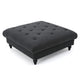 Capri Ottoman, Tufted Dark Gray Fabric, 41" Square Birch Wood Frame