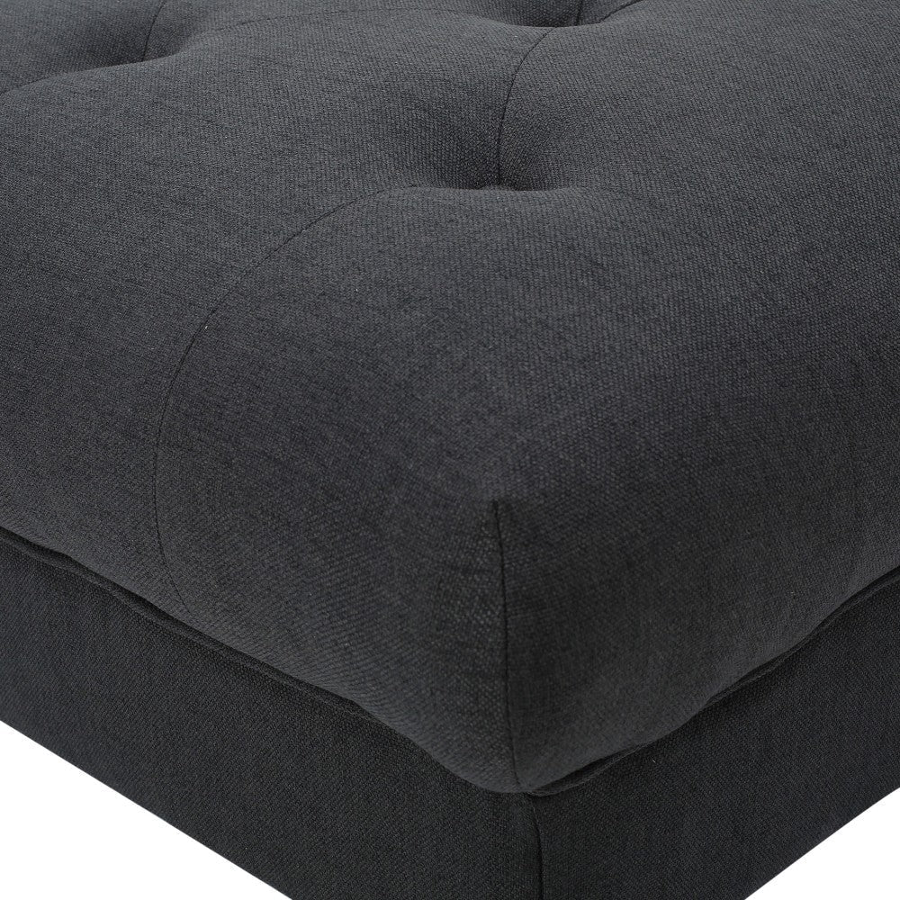 Capri Ottoman Tufted Dark Gray Fabric 41’’ Square Birch Wood Frame BM325033