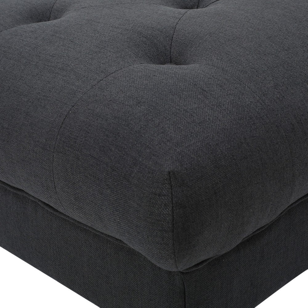 Capri Ottoman, Tufted Dark Gray Fabric, 41" Square Birch Wood Frame