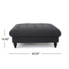 Capri Ottoman, Tufted Dark Gray Fabric, 41" Square Birch Wood Frame