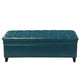 Rhya Storage Ottoman Bench, Teal Blue Faux Leather, Brown Wood 50"