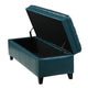 Rhya Storage Ottoman Bench, Teal Blue Faux Leather, Brown Wood 50"