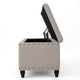 Sharon Storage Ottoman Bench, Beige Fabric, Nailhead Trim, 42" Frame