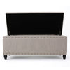 Sharon Storage Ottoman Bench Beige Fabric Nailhead Trim 42’’ Frame BM325035