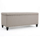 Sharon Storage Ottoman Bench, Beige Fabric, Nailhead Trim, 42" Frame