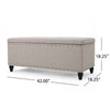 Sharon Storage Ottoman Bench Beige Fabric Nailhead Trim 42’’ Frame BM325035