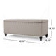 Sharon Storage Ottoman Bench, Beige Fabric, Nailhead Trim, 42" Frame