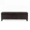 Elias Storage Ottoman Bench Rich Brown Faux Leather 51’’ Wood Frame