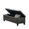 Elias Storage Ottoman Bench, Rich Brown Faux Leather, 51" Wood Frame