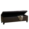 Elias Storage Ottoman Bench, Rich Brown Faux Leather, 51" Wood Frame