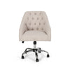 Nysa Swivel Office Chair, Rolling, Tufted Beige Fabric, Chrome Steel