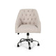 Nysa Swivel Office Chair, Rolling, Tufted Beige Fabric, Chrome Steel