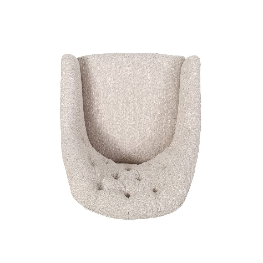 Nysa Swivel Office Chair Rolling Tufted Beige Fabric Chrome Steel BM325037