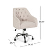 Nysa Swivel Office Chair, Rolling, Tufted Beige Fabric, Chrome Steel