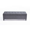 Nira Storage Ottoman Bench, Button Tufted Dark Gray Fabric, 51" Frame