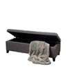 Nira Storage Ottoman Bench, Button Tufted Dark Gray Fabric, 51" Frame