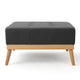 Ottoman Tufted Dark Gray Fabric Plush Cushion 32’’ Brown Wood Frame BM325041