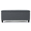 Sharon Storage Ottoman Bench Dark Gray Fabric Nailhead Trim 42’’ BM325044