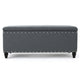 Sharon Storage Ottoman Bench Dark Gray Fabric Nailhead Trim 42’’ BM325044